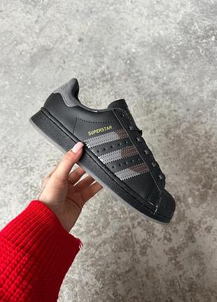 Кроссовки женские / мужские черные серые графитовые из кожи осенние весенние летние