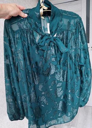 Нарядная блуза с завязкой спереди бутылочного цвета tu (размер 14-16)