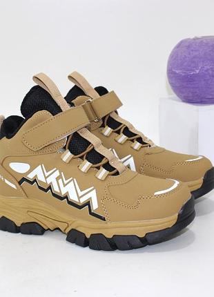 Подростковые зимние хайтопы на липучке, ботинки зимние на меху