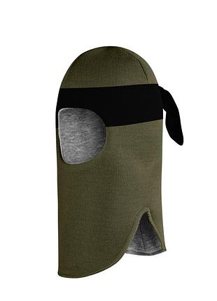 Шапка-шлем детская теплая зимняя "ниндзя" хаки