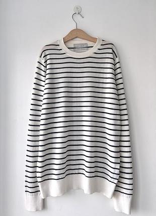 Свитер в тонкую полоску m&amp;s, 100% шерсть мерино