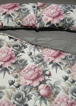 Пододеяльник из бязи - пиона с однотоном, есть все размеры, быстрая отправка