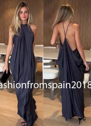 Zara | міді сукня з відкритою спиною темно-синій розмір хс,с та м