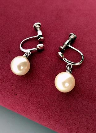 Серьги с жемчугом на закрутках, винтаж