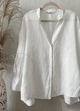 Рубашка льняная,сорочка лянна на завʼязках от zara
