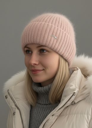 Шапка ангора 10 кольорів зима жіноча з відворотом р.56-58