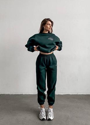 🌈3! шикарный теплый женский костюм на флисе трехнить на флисе женткий трехнить удобный зеленый