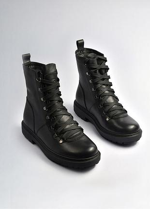 Чоловічі чоботи зимові з натуральної шкіри та овчиною до верху взуття