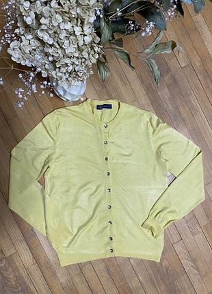 Трендовий лимонний легкий кардиган m&s із блиском і гудзиками — стильна базова річ на кожен день. вінтажний стиль.
