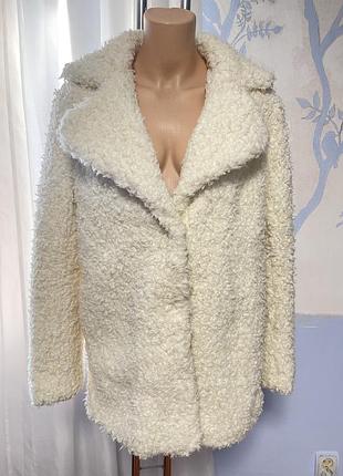 Біла шубка тедді англійкий комір