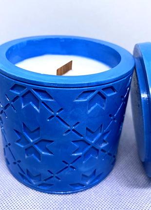Соєва свічка в синьому кашпо зоряне небо об’ємом 220 мл. .з ароматом печива