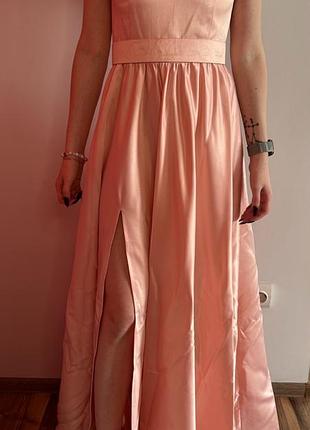 Платье длинное розово-персиковое (индивидуальное пошиву)