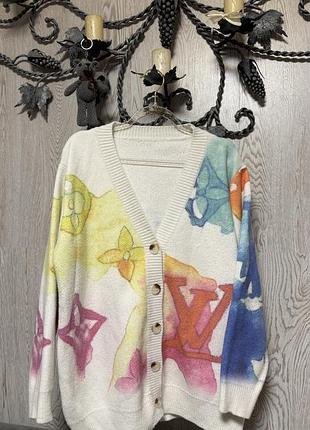 Светр кардиган louis vuitton watercolor giant monogram