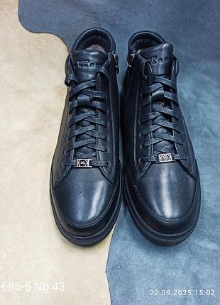 Зимние кожаные мужские ботинки на натуральном меху 1686n