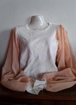 Кофта с прозрачными рукавами с