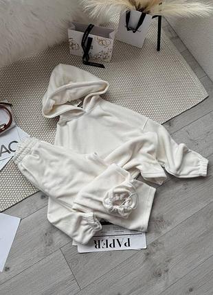 Жіночий повсякденний спортивний теплий флісовий костюм двійка штани та кофта тканина двосторонній фліс