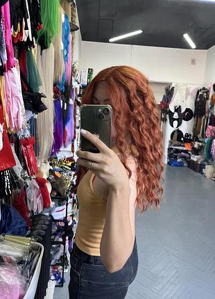 Перука афро-кудрі рудий мідний, гарний кучерявий