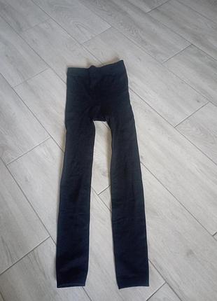 Черные базовые утепленные/обычные леггинсы (лосины), размер m