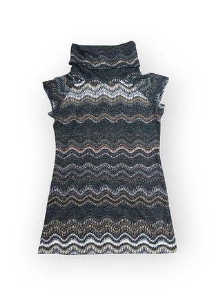 Сарафан туника платье женское черно серое с принтом, размер s, с коротким рукавом