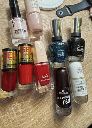 Лаки для нігтів sally hansen, essence, eveline