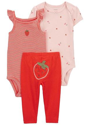 Бавовняний комплект-трійка для дівчинки carter’s картерс: два боді та легінси