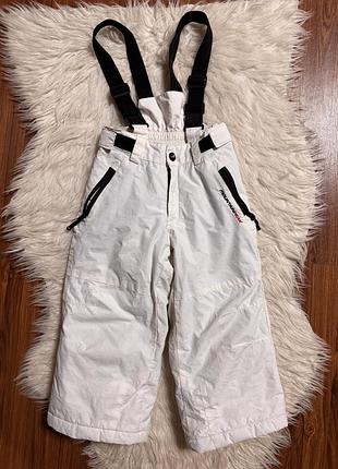 Білі лижні теплі зимові штани на дівчинку напівкомбінезон полукомбинезон 98 см mountain peak