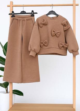 Стильний дитячий бежевий костюм двійка для дівчинки  (бежевий)