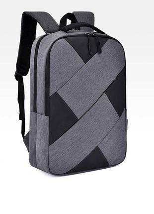 Рюкзак протиударний для ноутбука 15,6" usb, чорний з сірим