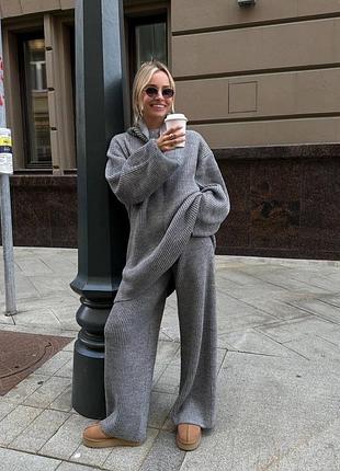 Женский вязаный костюм теплый xs s m l