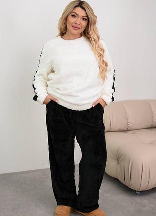 Жіноча тепла піжама або домашній костюм | кофта та штани | махра | 079