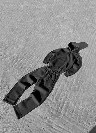 Спортивный костюм женский / мужской серый графитовый с капюшоном на флисе теплый осенний весенний зимний