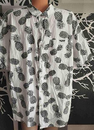 Коттоновая мужская рубашка с ананасовым принтом
