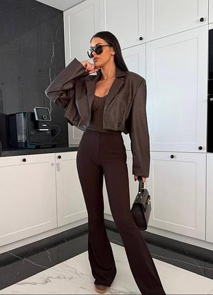 Ефектні штани-легінси лосіни кльош по фігурі на флісі