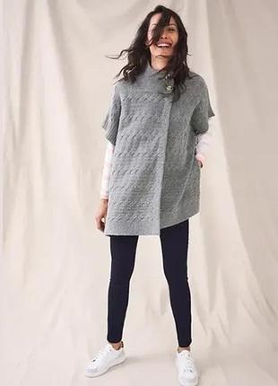 Новое шерстяное пончо свитер white stuff серого цвета