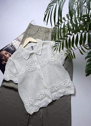 Кардиган кроше з короткими рукавами