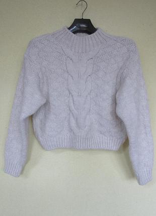 Укороченный молочный плотный свитер с широкой косой от george