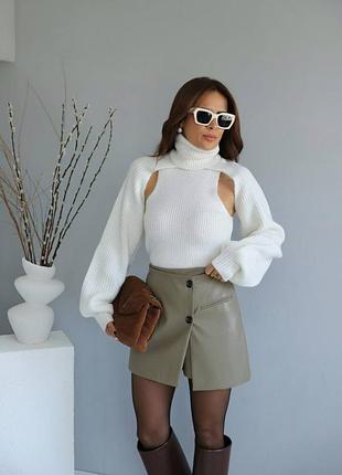 Шкіряні шорти спідниця в кольорах рр 42-48