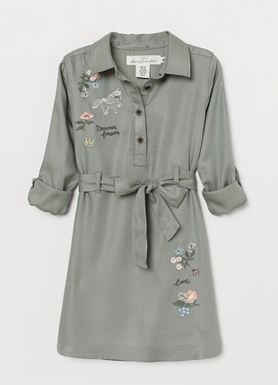 Платье рубашка с вышивкой h&amp;m