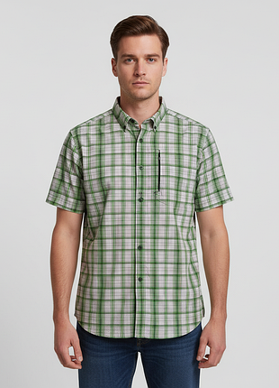 Мужская рубашка the north face l бело-зеленая с полосками