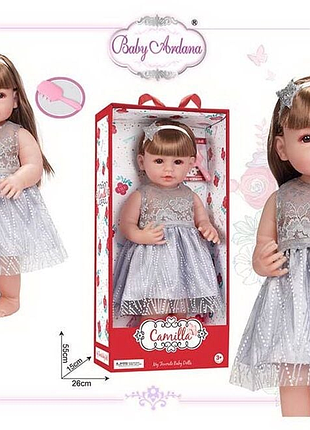 Кукла a 918 b резиновая, высота - 52 см, прошитые волосы, подвижные конечности, щетка для волос, обувь, в коробке