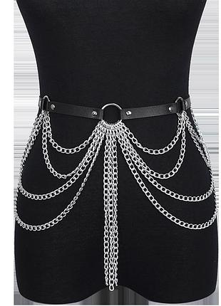 Пояс ремень женский черный с цепочками новый