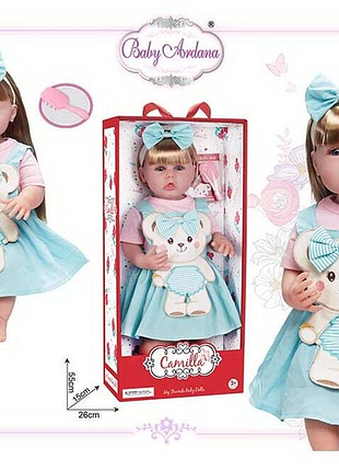 Кукла a 919 a резиновая, высота - 52 см, прошитые волосы, подвижные конечности, щетка для волос, обувь, в коробке