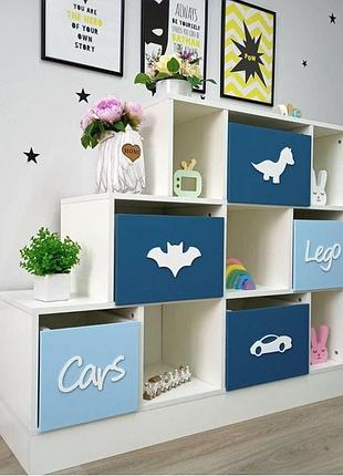 Стеллаж для игрушек 5 ящиков 10 ячеек цвет синий и голубой