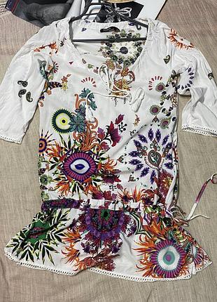 Desigual шикарна блузка з неймовірним принтом крутого бренду (іспанія)