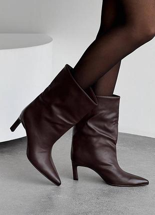 Демисезонные ботильоны на каблуках женские, экокожа