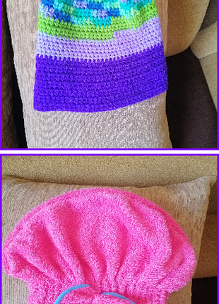Цветная в"язанная шапка на прохладную осень р. 56-60 в подарок махровая чалма