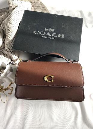 Сумка coach juno crossbody leather maple brown арт012293