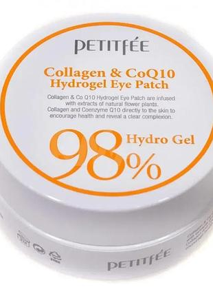 Гидрогелевые патчи для кожи вокруг глаз с коллагеном и коэнзимом petitfee collagen 98% & co q10 hydrogel eye patch 60 шт