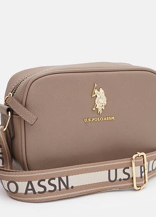 Сумка кроссбоди через плечо женская маленькая u.s. polo assn бежева
