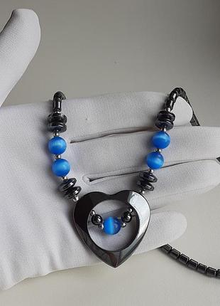 Бусы колье из гематита